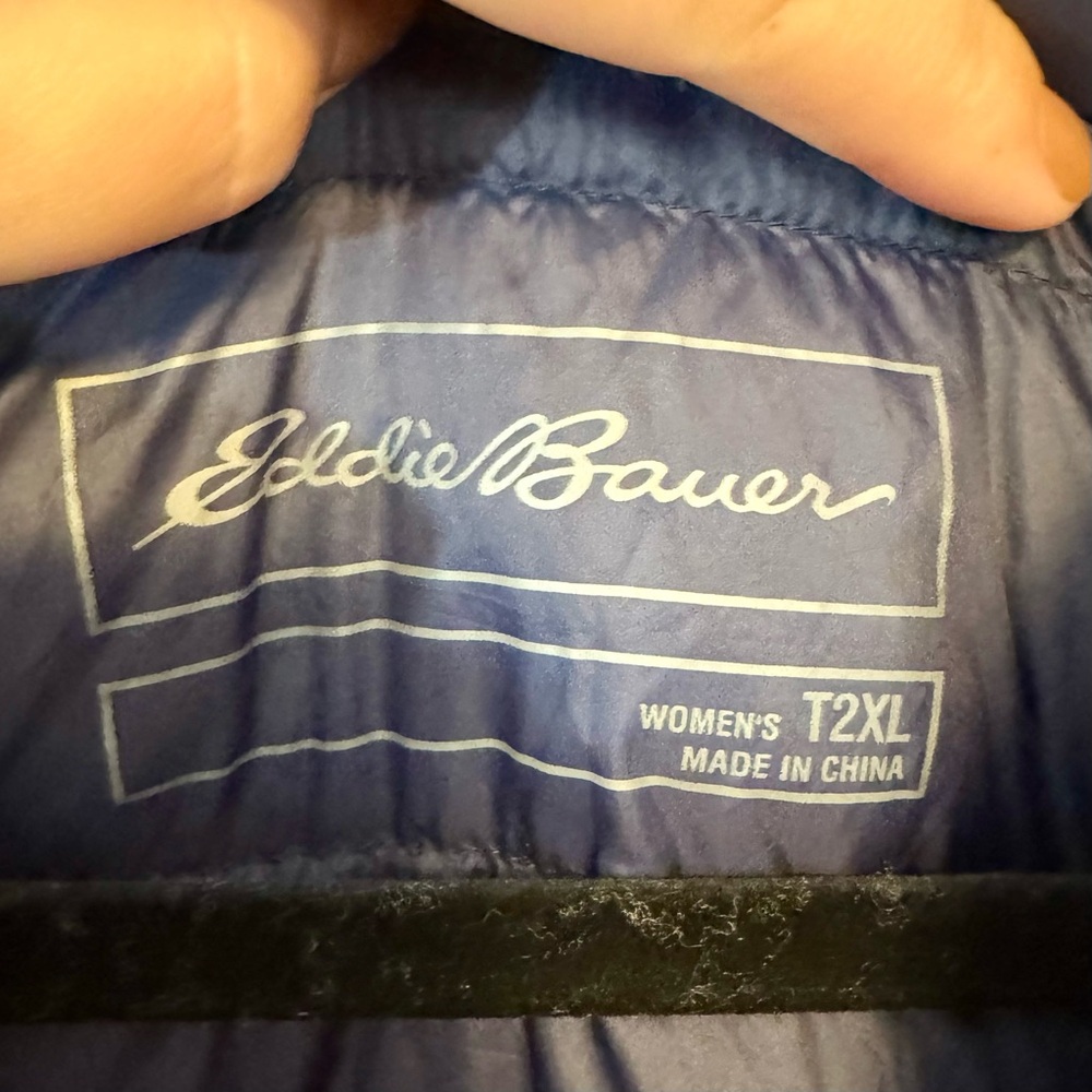 Eddie Bauer | Women's Puffer Pullover Jacket, Navy & Grey, Size 2XLT - EUC - Picture 4 of 5